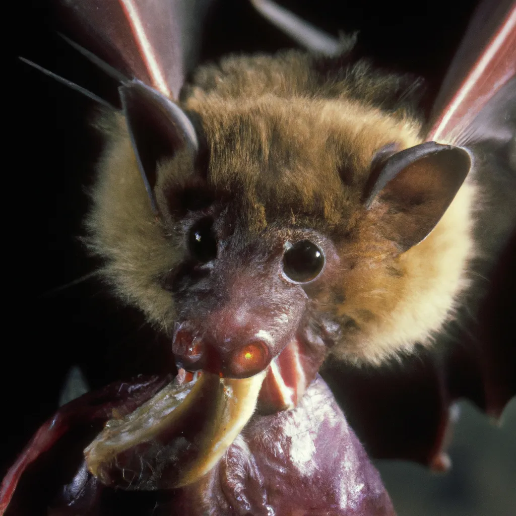 Prompt: A detailed crisp extreme close up photo of a vampire bat eating a desicated live mouse, fast lens, macro, iso 1000 film, national geographic 