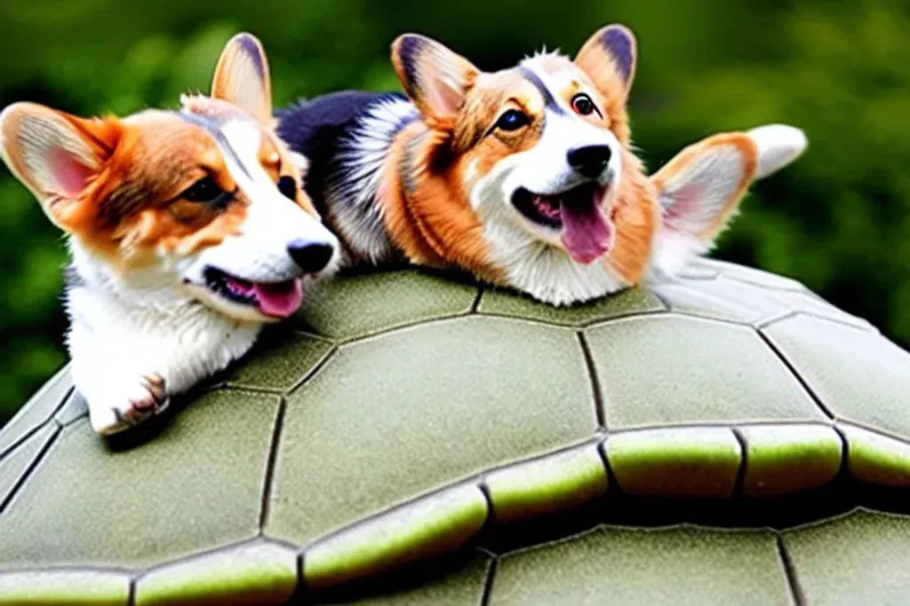 Prompt: corgi on a turtle
