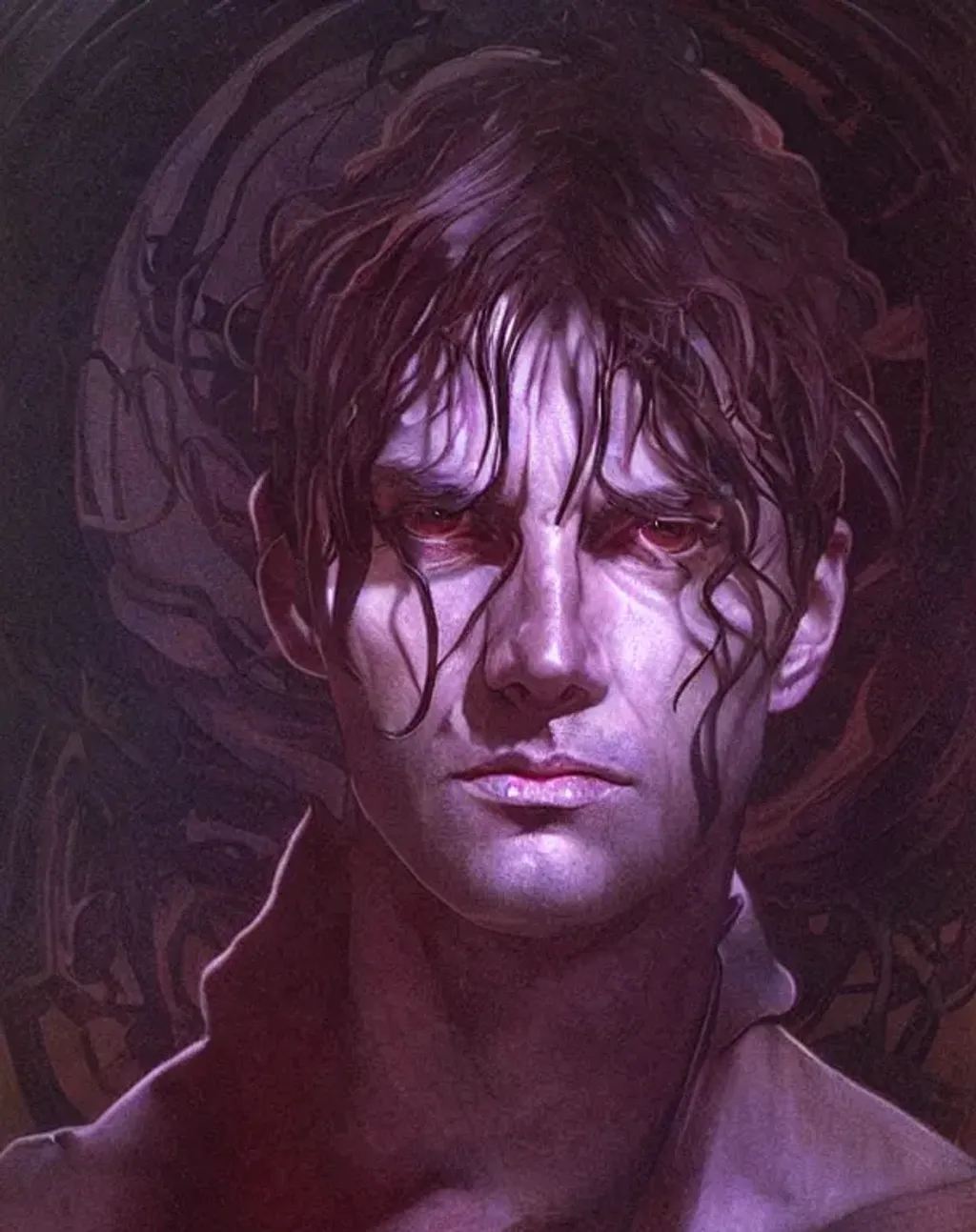 Prompt: portrait of Lucifer from obey me game, by lee bermejo, alphonse mucha and greg rutkowski