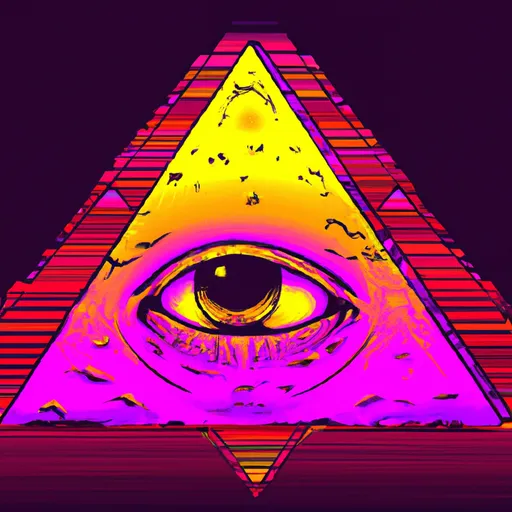 Prompt:  detailed 90s aesthetic Illuminati pyramid eye highly detailed, sunset acid trip aquatic