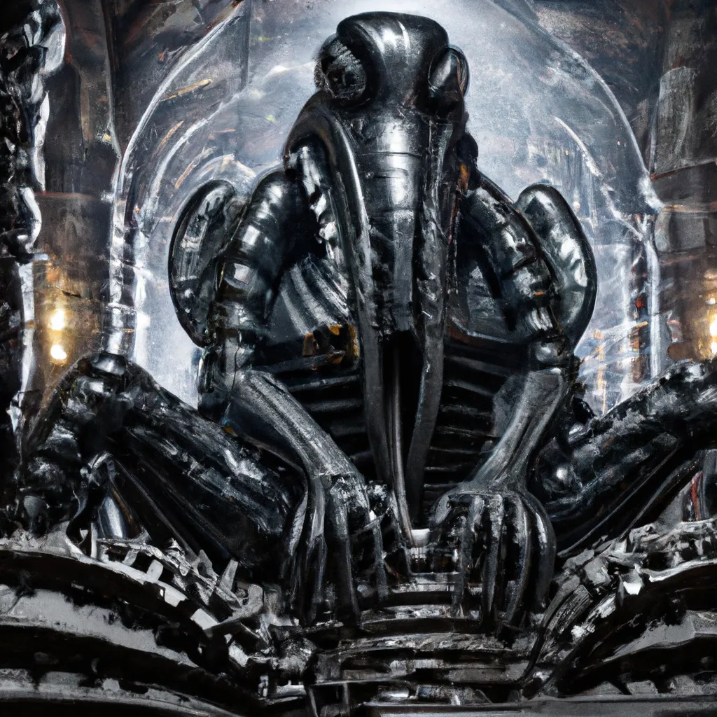 Prompt: cthulhu giger shiny black statue photo inside occult cathedral