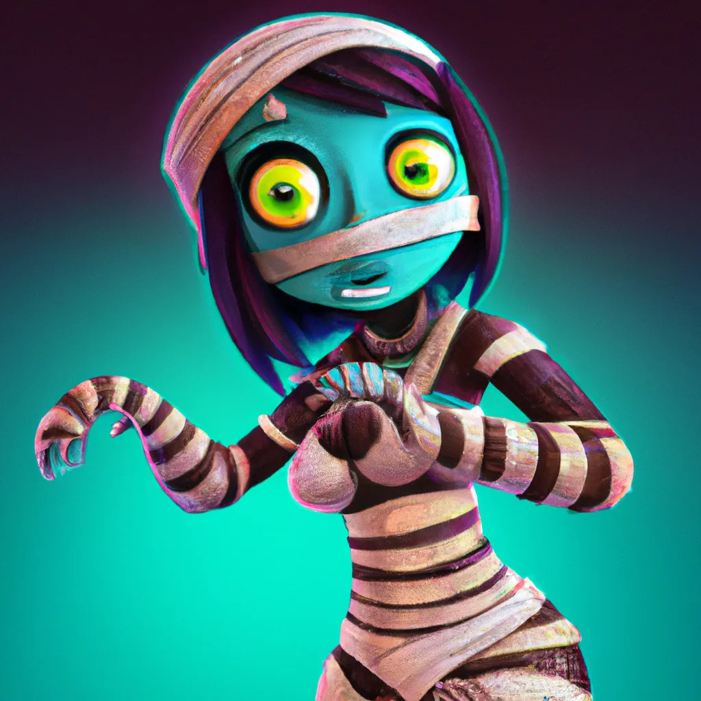 Prompt: Mummy Zombie girl, egyptian clothing, character design, digital painting, concept art