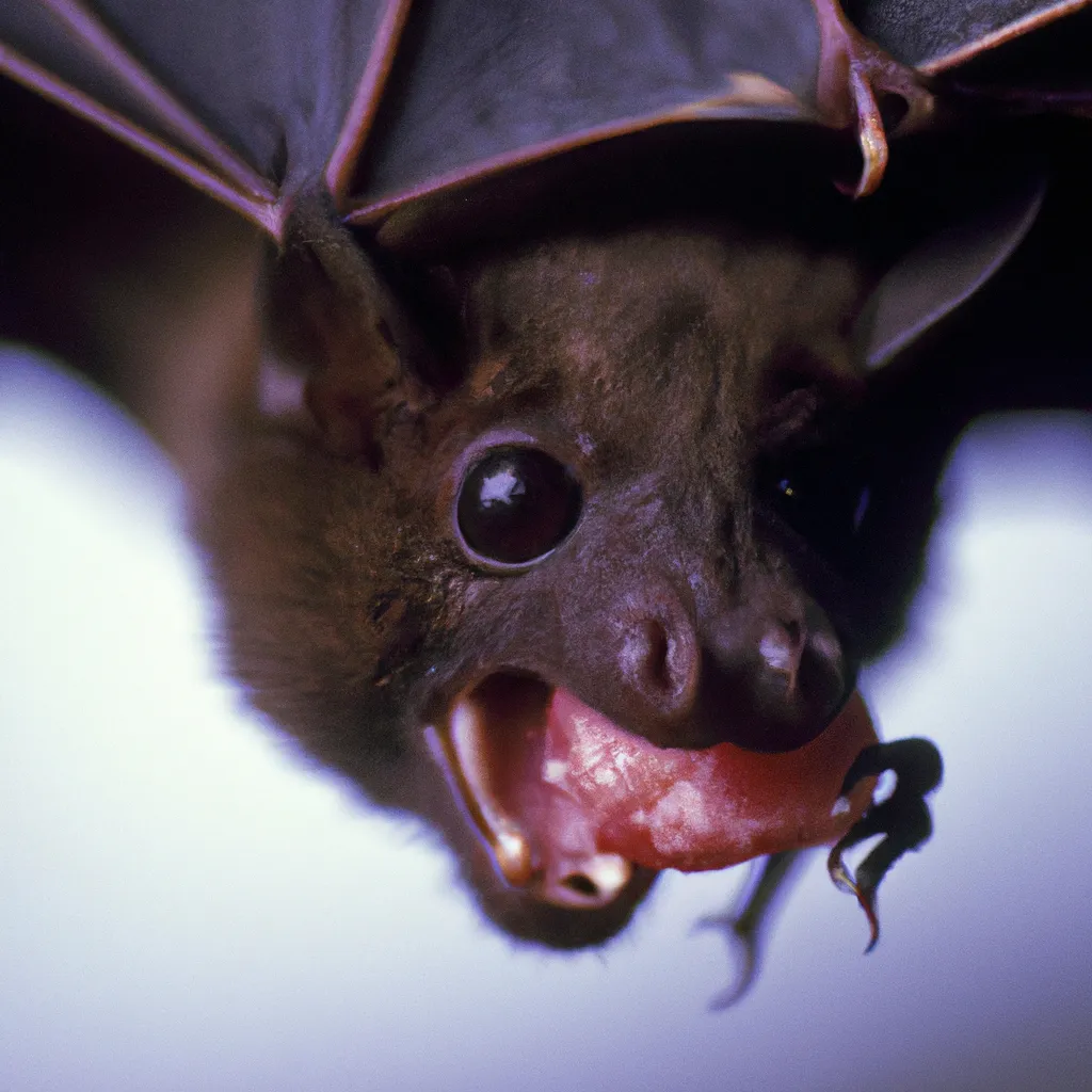 Prompt: A detailed crisp extreme close up photo of a vampire bat eating a desicated live mouse, fast lens, macro, iso 1000 film, national geographic 