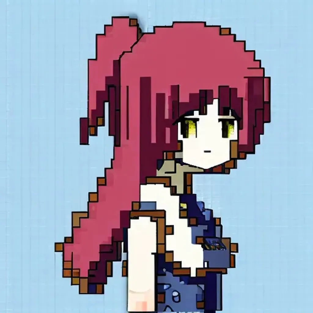 The 2d video game sprite of an anime woman character in pixelart, full body  on Craiyon