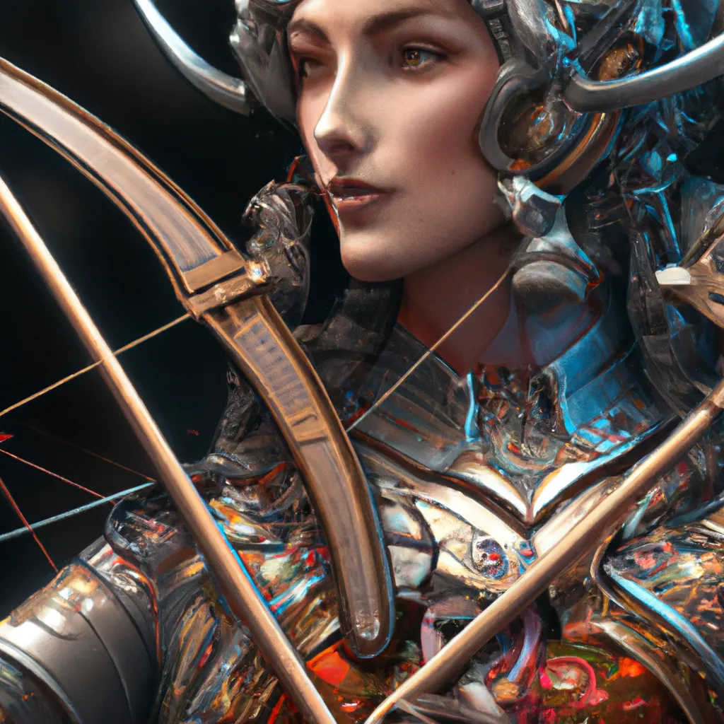 Prompt: a beautiful cyborg archer centaurs portrait,  shooting arrows, dramatic studio lighting, rococo, baroque, hyperrealism, closeup, D&D, fantasy, intricate, elegant, highly detailed, digital painting, artstation 1, octane render, 8k, concept art, matte, sharp focus, illustration, art by Artgerm and Greg Rutkowski and Alphonse Mucha