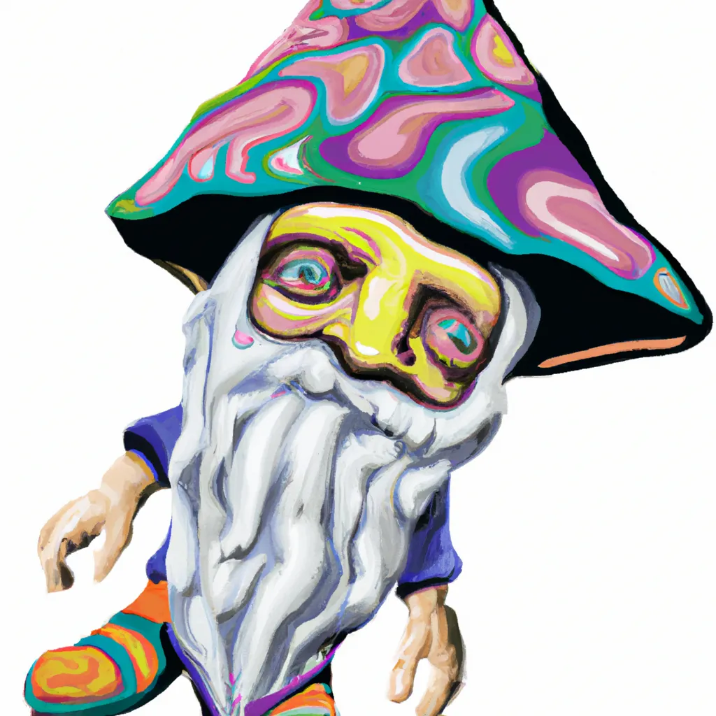 Prompt: third eye mushroom character knome illustration acid trip realistic