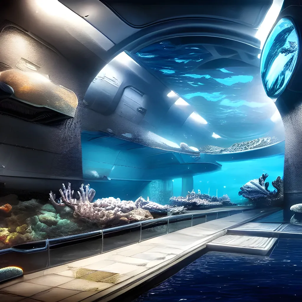 Prompt: photo of underwater scifi city, photorealistic, detaled, wide-angle, clear water, dark scenery, 4k