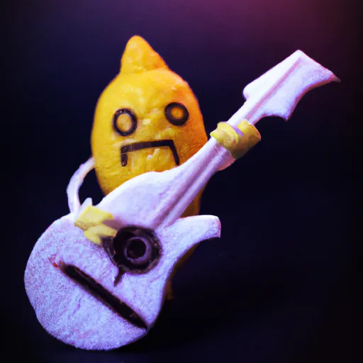 Prompt: Lemon playing guitar , kawaii, delicious, extremely intricate, decorative, ornate, hyperdetailed, hypermaximalist, award-winning food photography