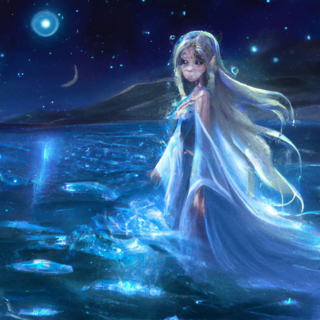 A beautiful goddess walking through a crystal clear... | OpenArt