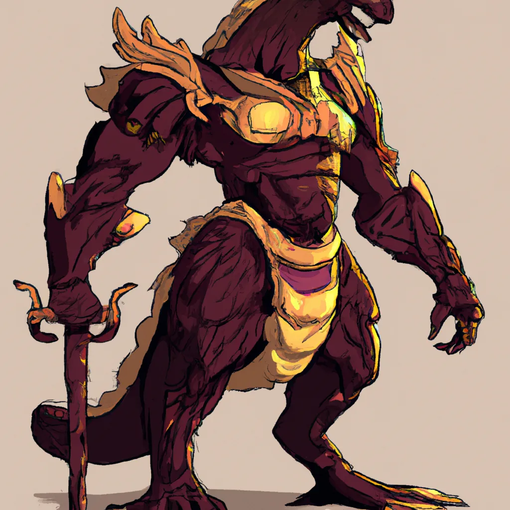 massive anthropomorphic komodo dragon demon warrior... | OpenArt