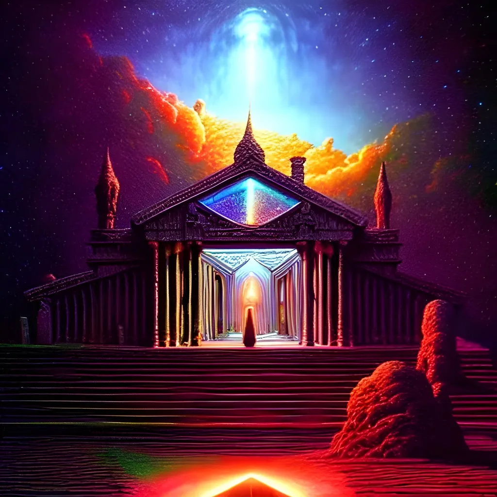 Prompt: Gods Mansion 64k resolution holographic astral cosmic illustration mixed media by Richard Wright Dan Mumford Zdzisław Beksiński Epic cinematic brilliant stunning intricate meticulously detailed dramatic atmospheric maximalist digital matte painting galactic space
