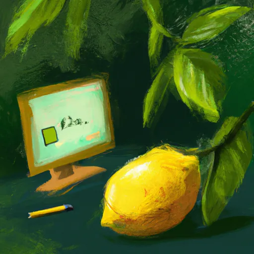 Prompt: Lemon studying by computer in the jungle
