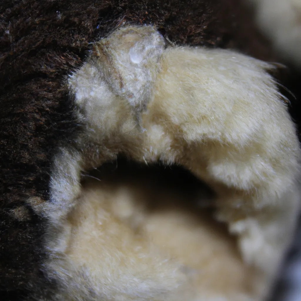 Prompt: the fluffy inside of worn and smelly ugg boots close up photo macro fluffy fur