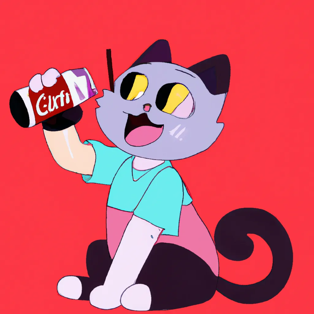 Prompt: a cat drinking coca cola in steven universe style