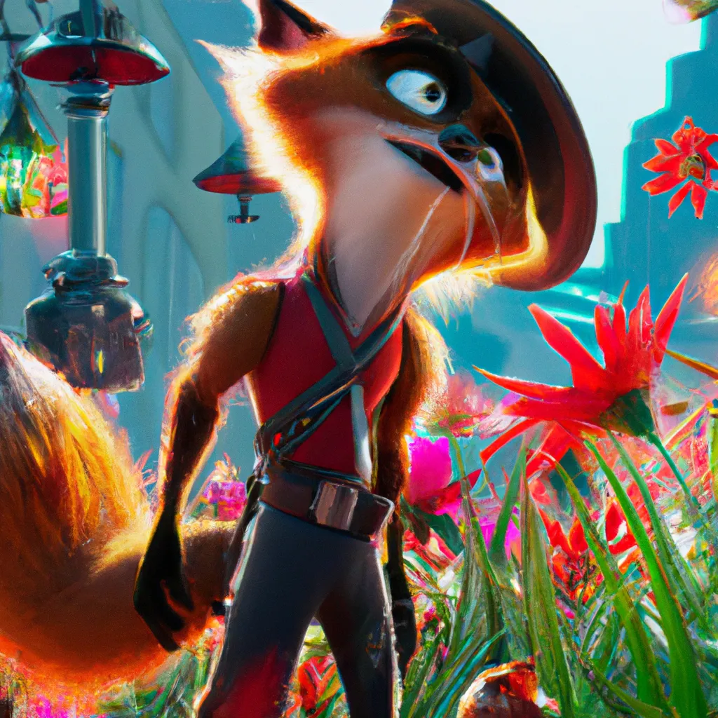 Prompt: Disney,Pixar,4K,Cinematic movie still,masterpiece ultra realistic illustration of chic protagonist anthropomorphic fox in pirate attire facing towards the camera with swagger and a cool pose,red spider lilies ,lanterns,dramatic,cinematic,unreal engine 5,octane,character portrait, trending on art station,award winning,