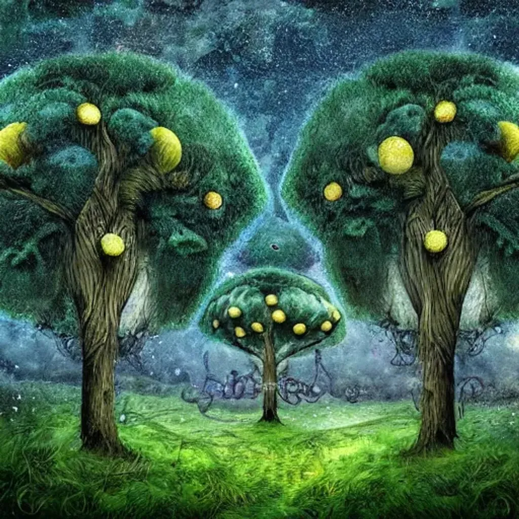 Prompt: realistic digital picture of tree tops on a windy summer day, art by Alexander Jansson