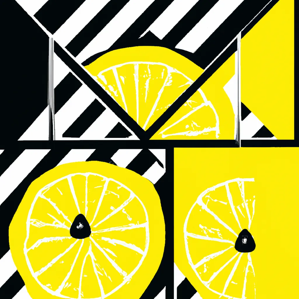 Prompt: Lemon, abstract art, interpretation, emotive, spontaneous, lemon, yellow, logical, very abstract, mathematical, geometric