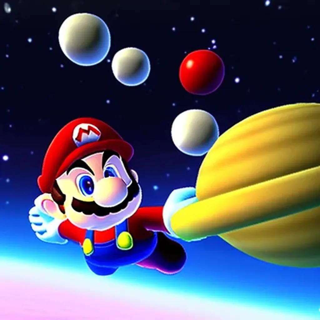 Prompt: super Mario Galaxy, Meatball Galaxy