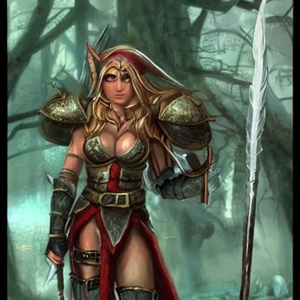 Prompt: Female elf barbarian