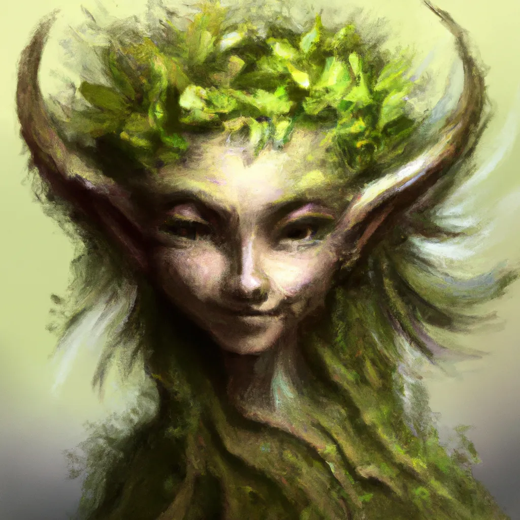 male dryad, pastel green skin, flowers growing from... | OpenArt