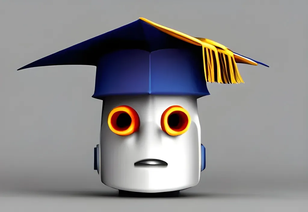 Prompt: professional illustration of the robot in graduation hat, sharp, hyperrealism rendered in blender and octave render 4K