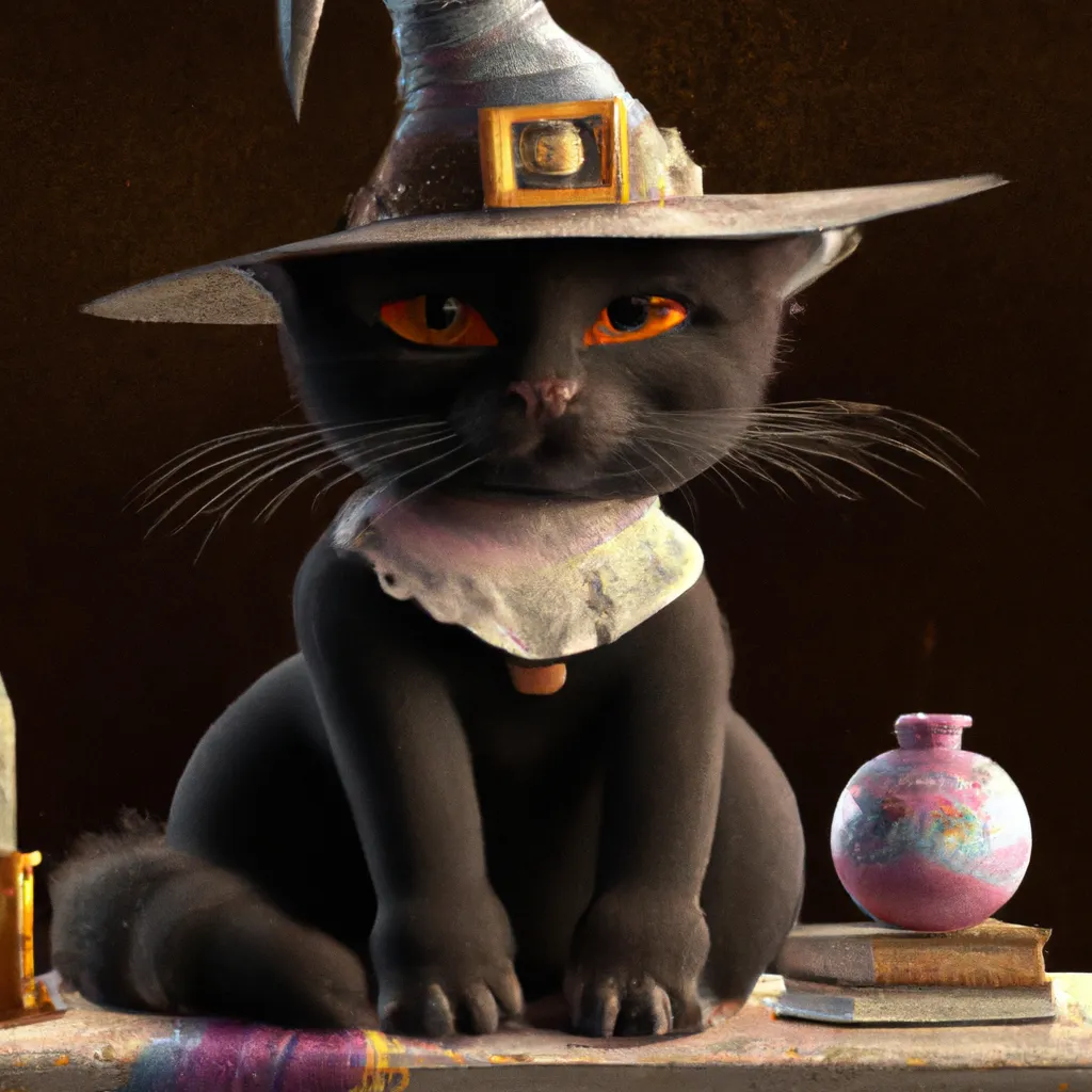 Prompt: Cute black cat wearing a witch hat precious moments figurine , digital art, perfect composition, beautiful detailed intricate insanely detailed octane render trending on artstation, 8 k artistic photography, photorealistic concept art, soft natural volumetric cinematic perfect light, chiaroscuro, award winning photograph, masterpiece, oil on canvas, raphael, caravaggio, beeple, beksinski, giger.