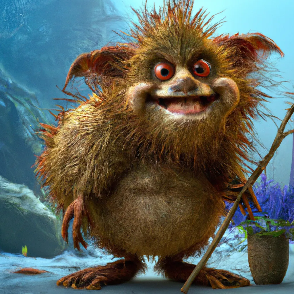 Prompt: Ultra high Quality photo |A cute little furry monster  is serving Dali and Escher and Klarwein posing as cute furry monster beasts | video game character  | made out of flora fauna | fine details and expressions | ice age | ultra high resolution octane  | midjourney | centered | photo realistic | upscale | by Artgerm Artstation 