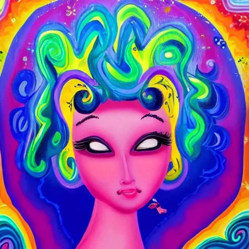 Prompt: Woman Lisa frank oil painting