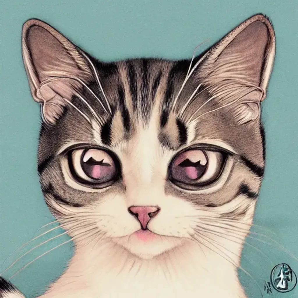 portrait of a cat peering with big eyes , anime fant... | OpenArt