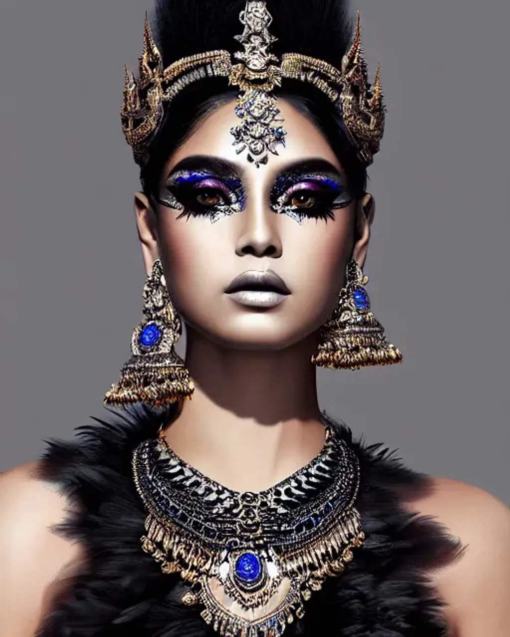 Intricate 3/4 view portrait of a black swan goddess,... OpenArt