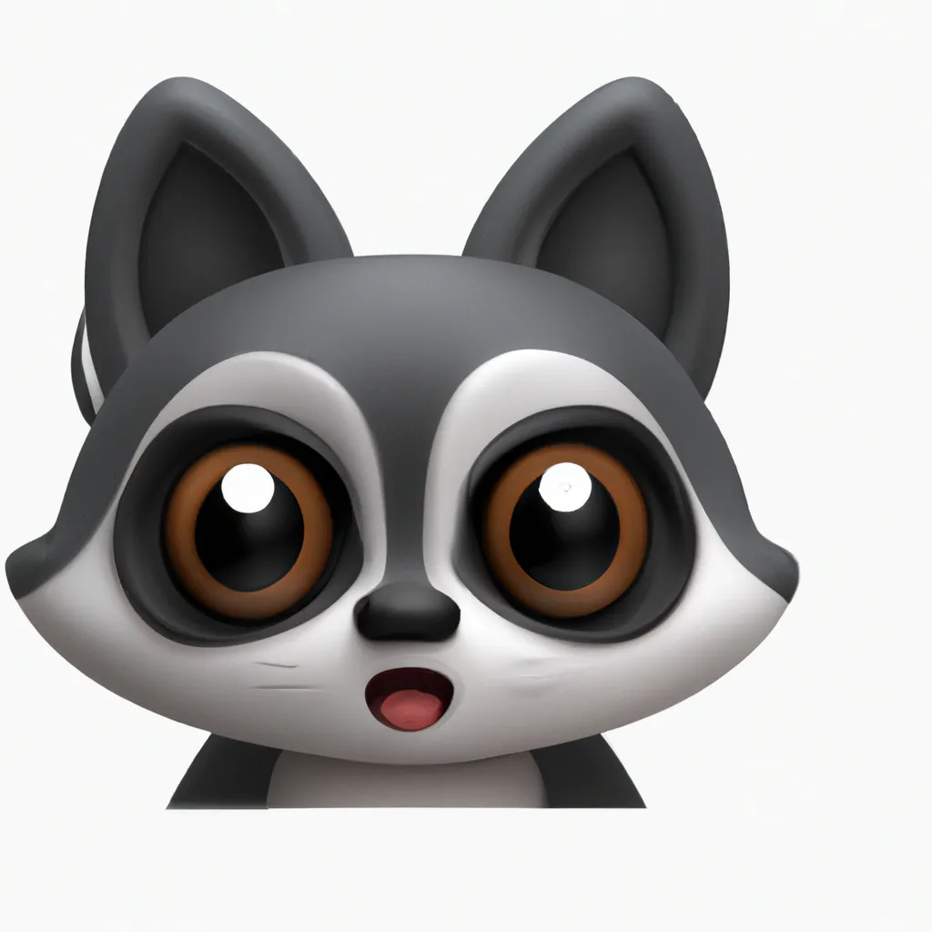 Prompt: cute adorable raccoon with anime eyes, solid white background, 3d emoji