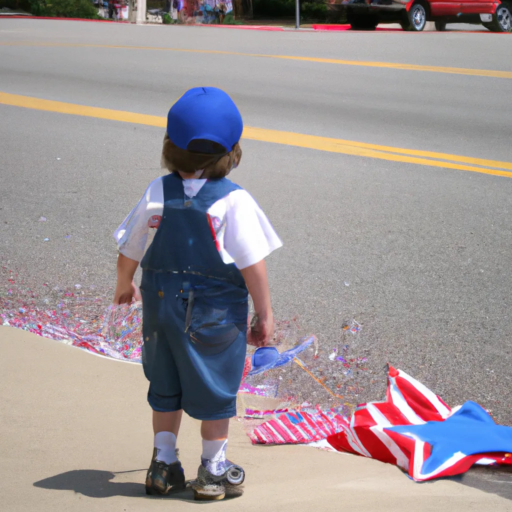 Prompt: A child at a fourth of july parade