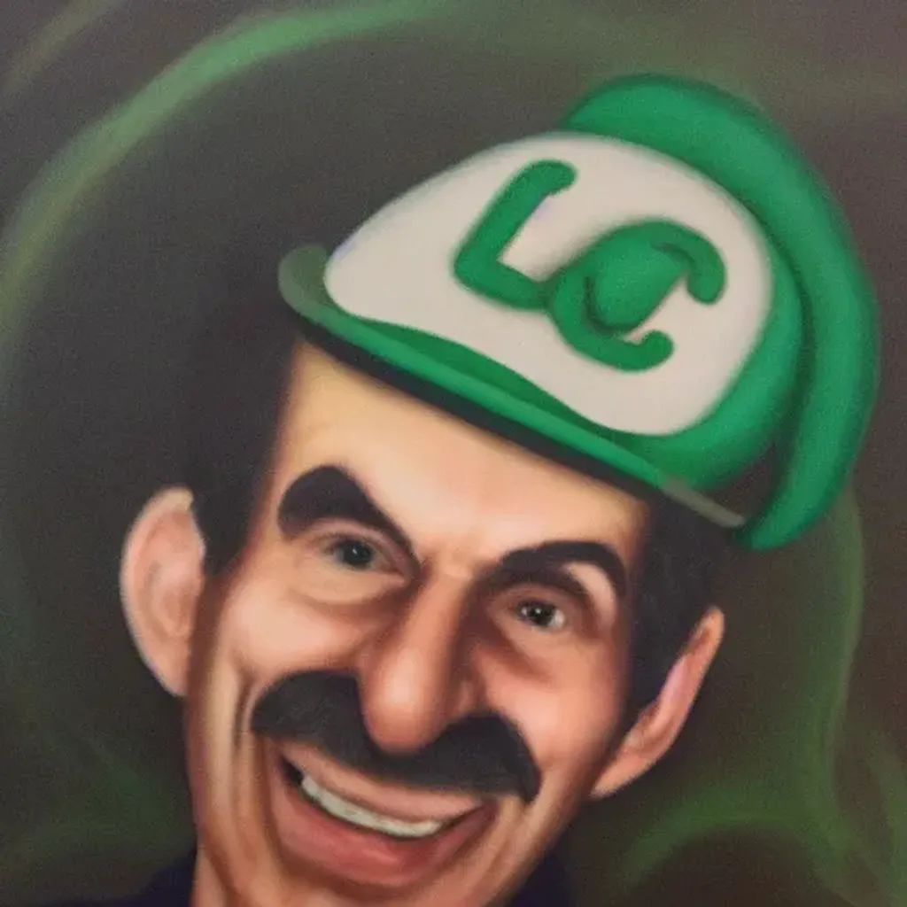 Prompt: Luigi. Green Fire in Background. Frighted. Anatomically Correct. Processional Studio, Masterpiece. Yelling and Running.