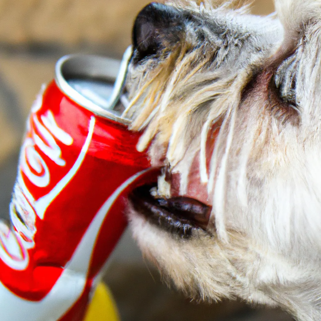 Prompt: Dog drinking a coca cola