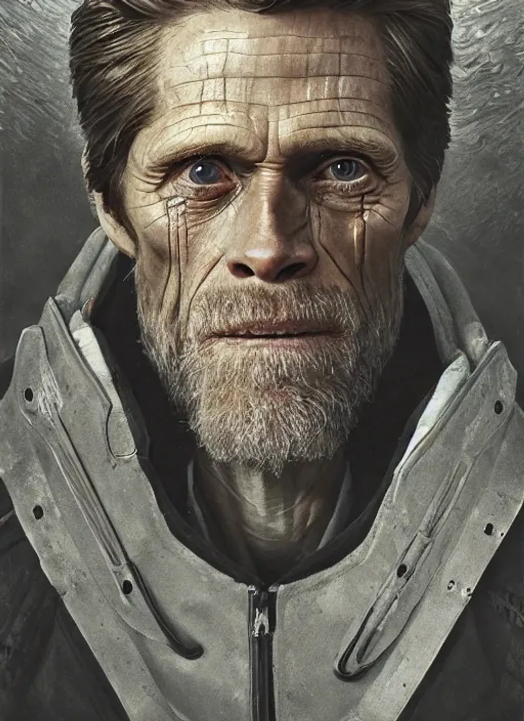 Prompt: Portrait of {Willem Dafoe} with {graying} hair and with cute face, {castle}, perfect composition, hyperrealistic, super detailed, 8k, high quality, trending art, trending on artstation, sharp focus, studio photo, intricate details, highly detailed, by greg rutkowski
