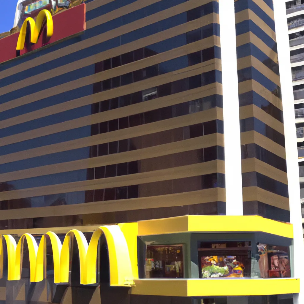 Prompt: A 10-story McDonald's, low quality, slightly pixelated, 240p resolution.