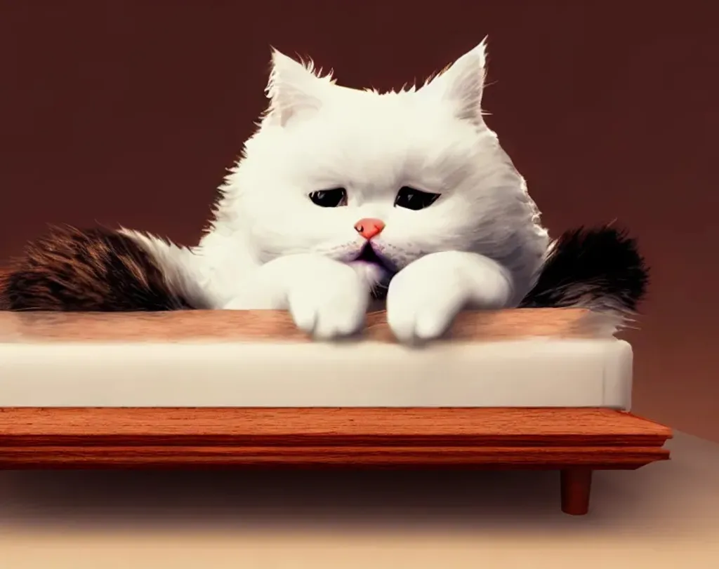 White Cat Sitting on Table - Cute Live Wallpaper - free download