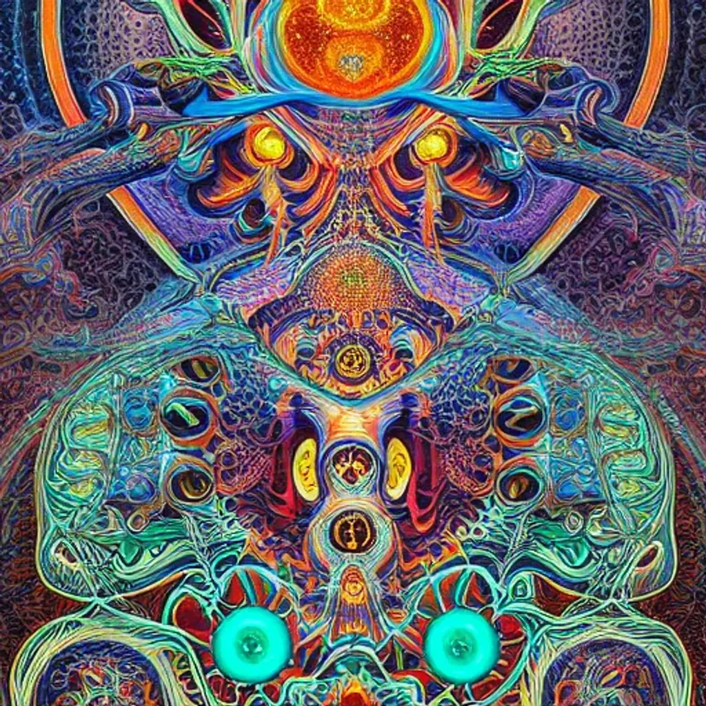 a intricate ornate psychedelic image of a liquid god... | OpenArt