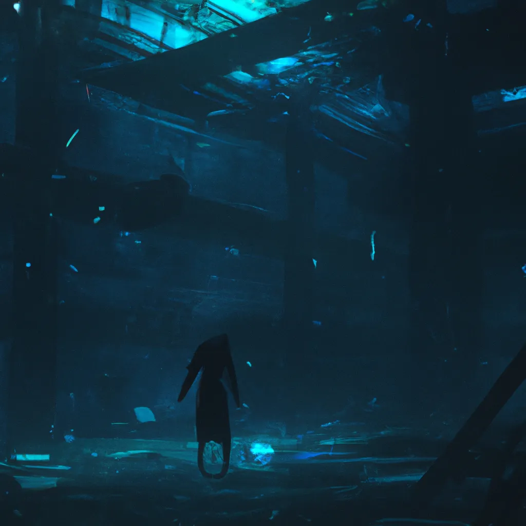 Prompt: An AI with infinite powers comes to life slowly as the body rots in an abandoned research facility, 8k quality digital art, trending on ArtStation