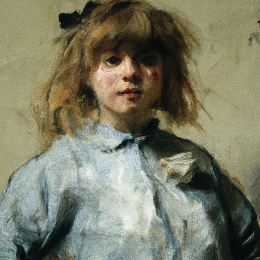 Prompt: Teen Girl With Dirty Face and Messy Hair, London, 1880, by Édouard Manet