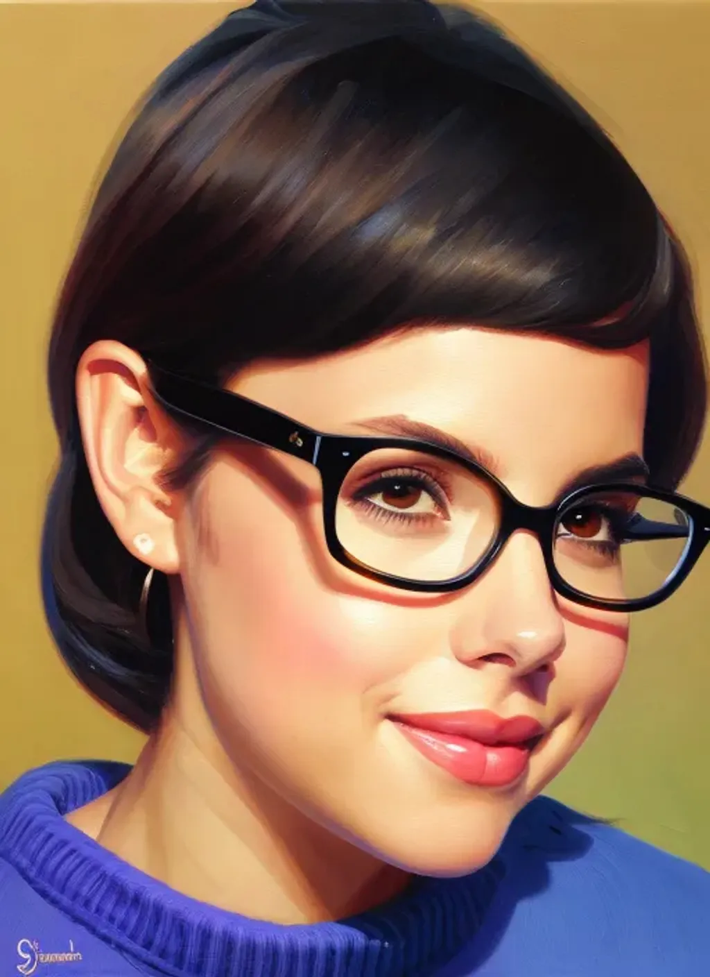 Facial portrait of a cute nerdy teenage girl, hispan... | OpenArt