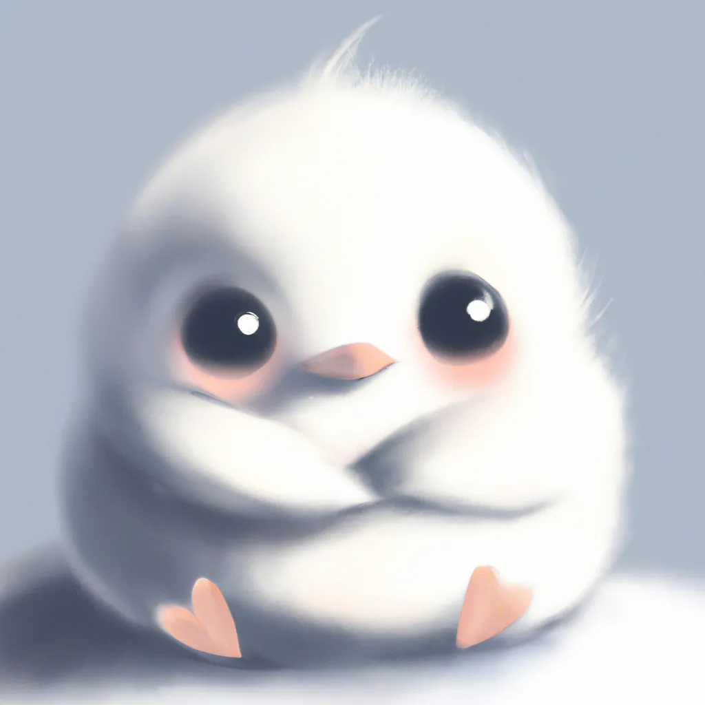 fluffy chibi baby penguin, digital art