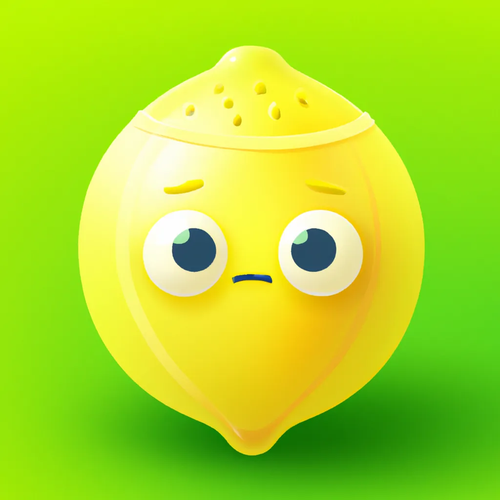 Prompt: A small cute baby lemon creature looking like a tennis ball. Cute, disney and pixar cartoon style. Realistic.