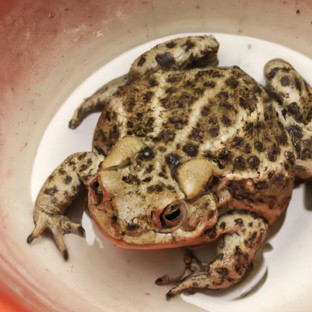 Prompt: a high resolution photograph of a round frog in a bowl, detailed, warm colors