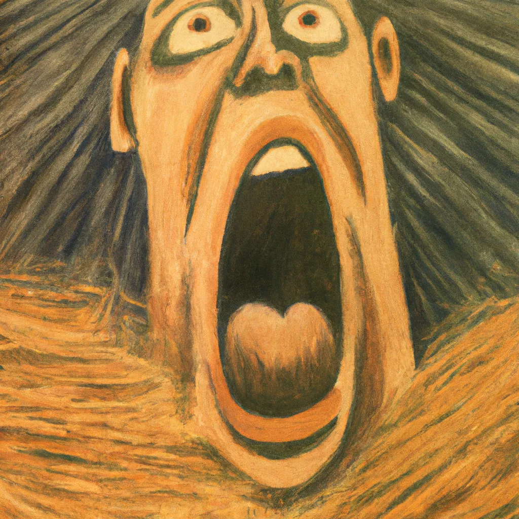 Prompt: The scream with buschels of hay by  Edvard Munch