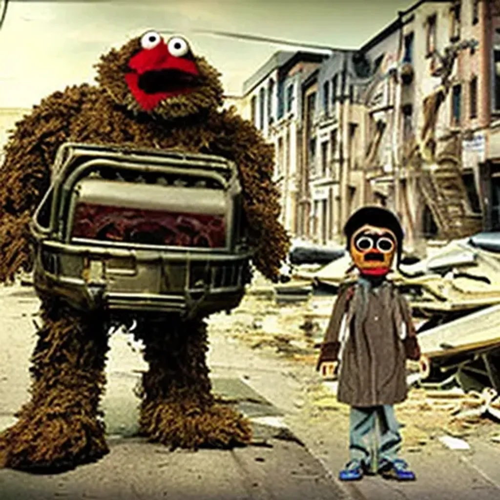Prompt: post apocalypse sesame street