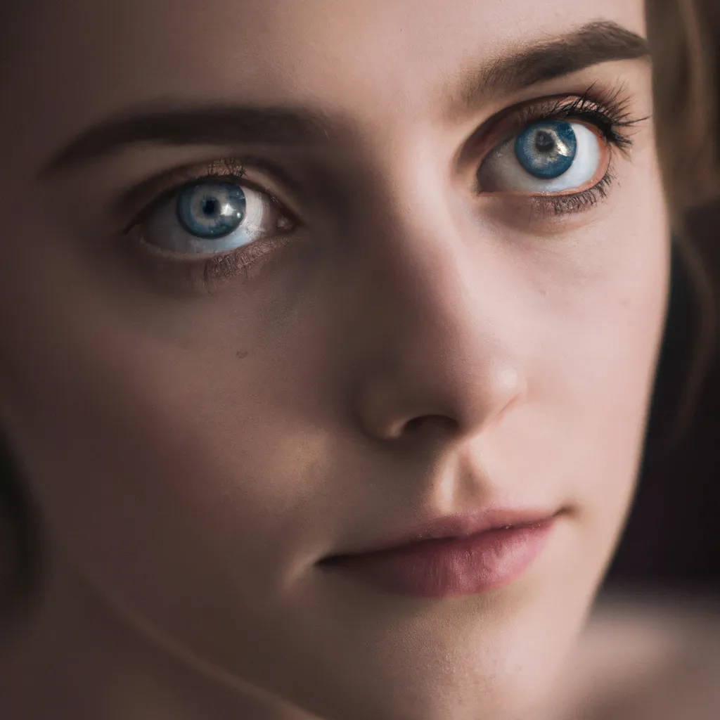 Prompt: Emma Watson beautiful blue eyes, portrait, professional photography, cinematic lighting