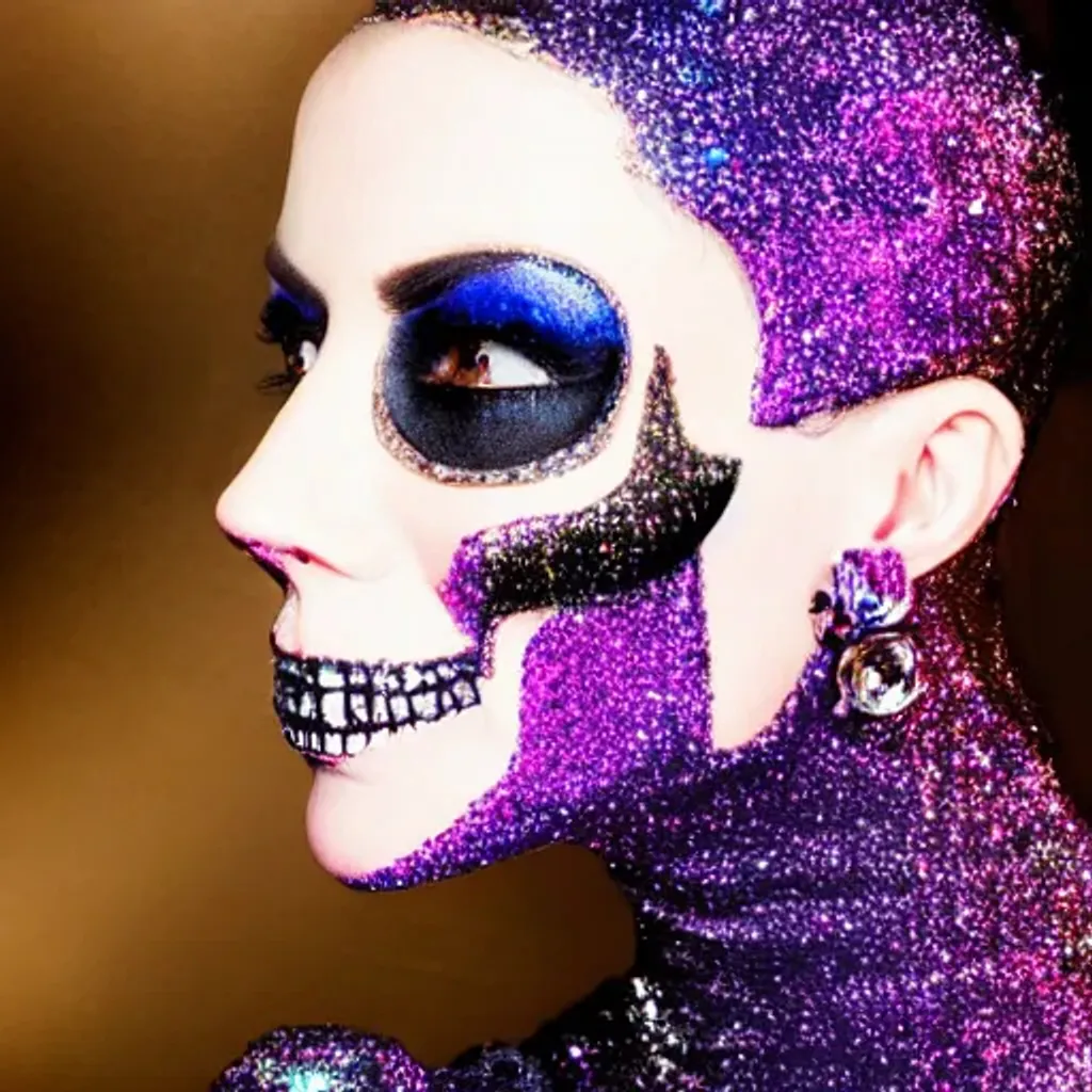 Prompt: Shinny skull glitter glamour