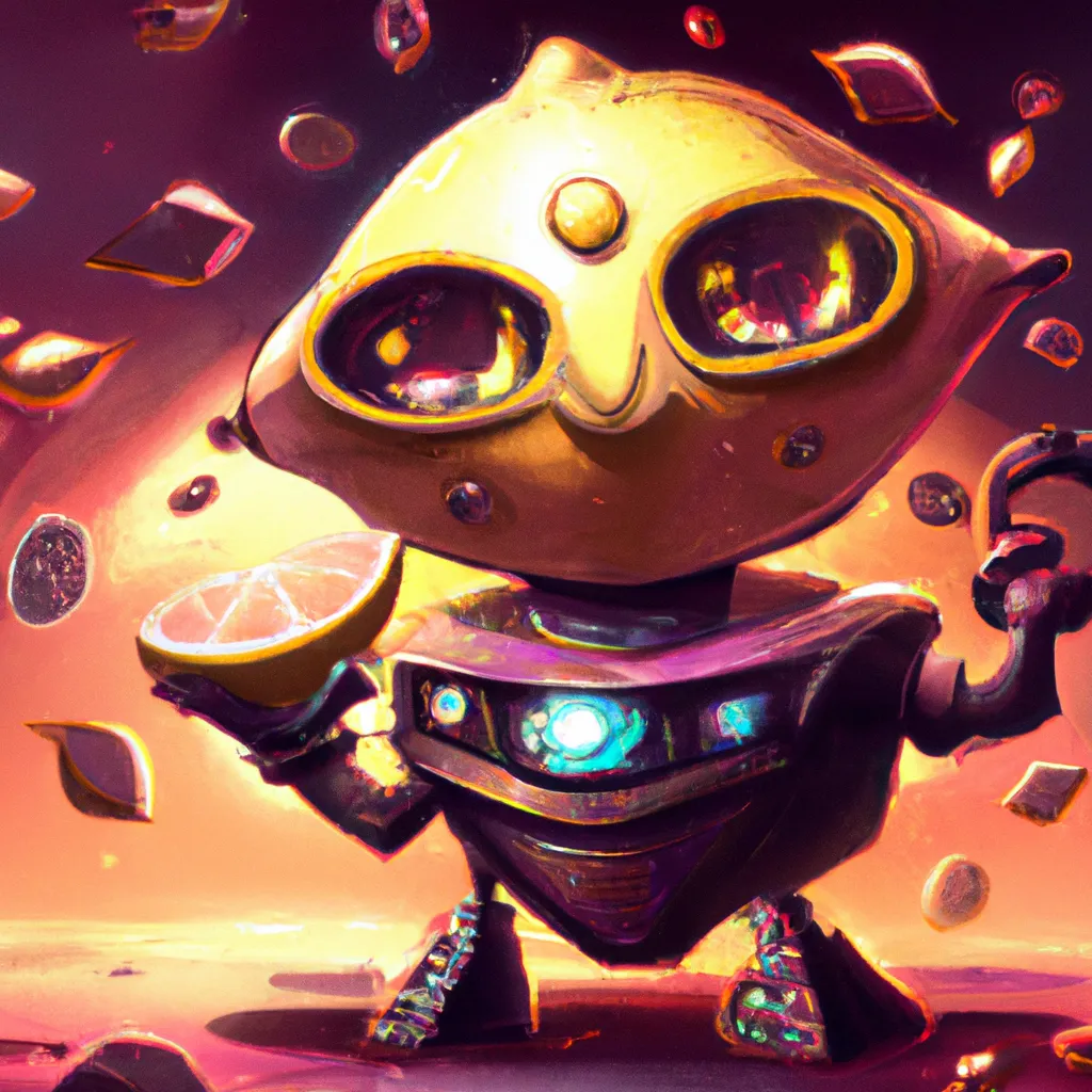 Prompt: the cute lemon character big robots steampunk style, artstation, golden hours, HQ, 4K, center, reference pose, Lisa Frank