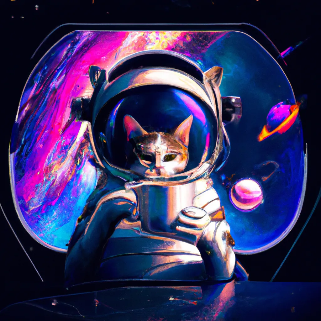 Astronaut Cat Space Digital Art Print